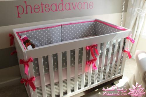 دکور اتاق نوزاد - طوسی و صورتی